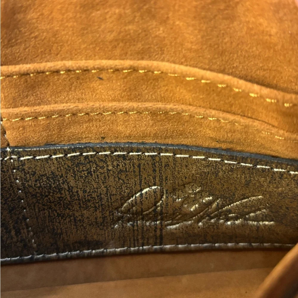 Patricia Nash Cassini Wristlet Tooled Leather Floral Metallic Gold Boho Western